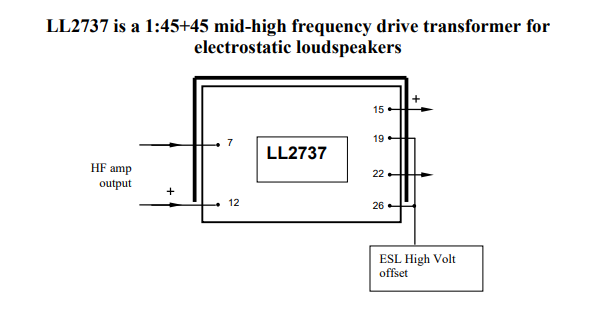 Lundahl LL2737 Electrostat Loudspeaker Transformer